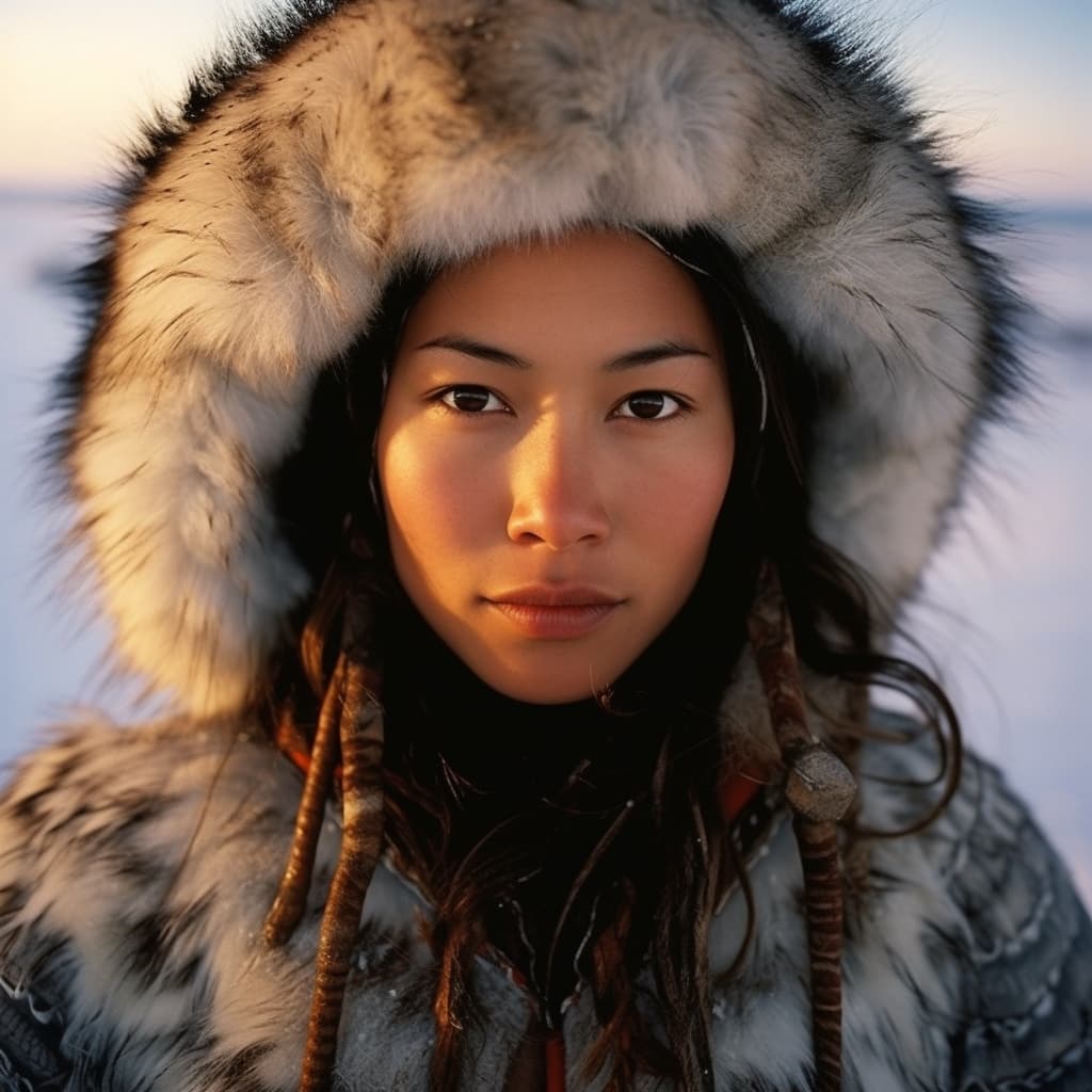 Inuit woman from Greenland (Denmark), Canada (Nunavut, Nunatsiavut, Nunavik, NunatuKavut), Alaska (United States)