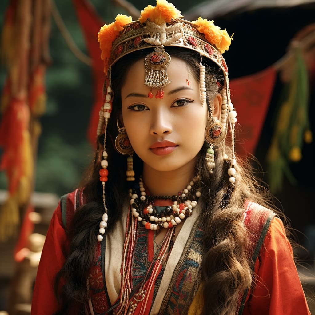 Khas woman from Nepal, India(Uttarakhand, Sikkim, Assam, West Bengal)